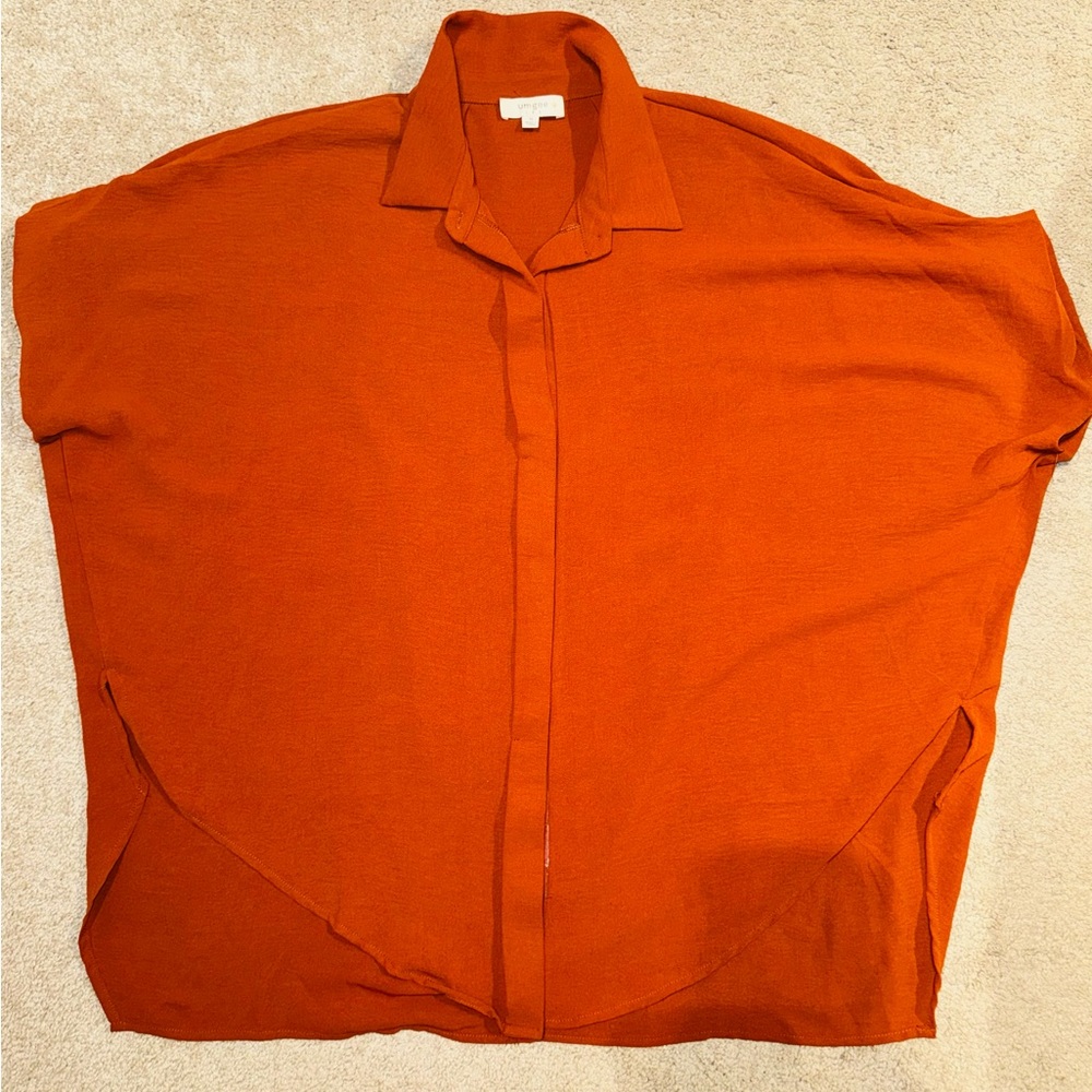 Umgee Women's XL Orange Short Sleeve Blouse Top Shirt